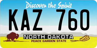 ND license plate KAZ760