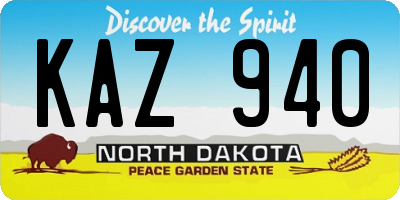 ND license plate KAZ940