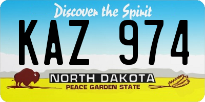 ND license plate KAZ974