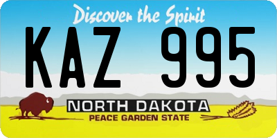 ND license plate KAZ995