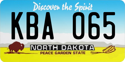 ND license plate KBA065