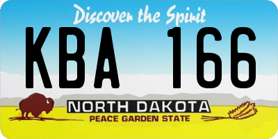 ND license plate KBA166