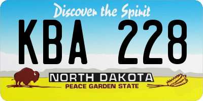 ND license plate KBA228
