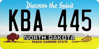 ND license plate KBA445