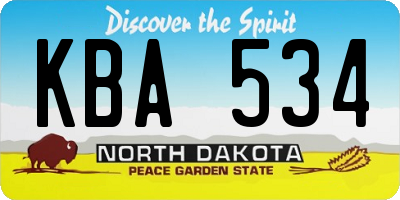 ND license plate KBA534
