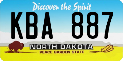 ND license plate KBA887