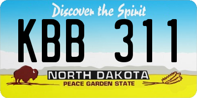 ND license plate KBB311