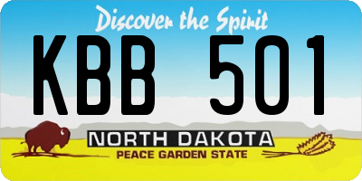 ND license plate KBB501