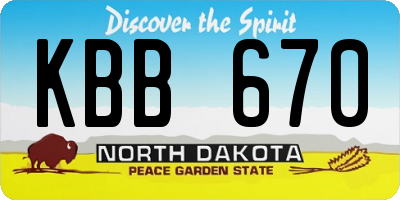 ND license plate KBB670