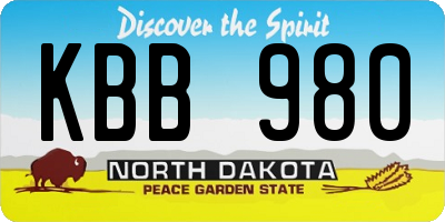 ND license plate KBB980