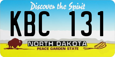 ND license plate KBC131