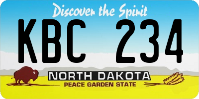 ND license plate KBC234
