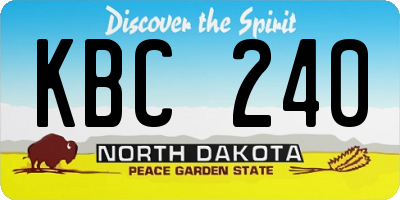 ND license plate KBC240
