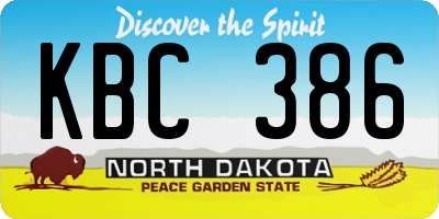 ND license plate KBC386