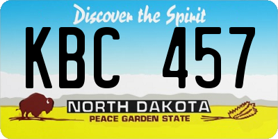 ND license plate KBC457