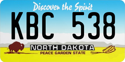 ND license plate KBC538