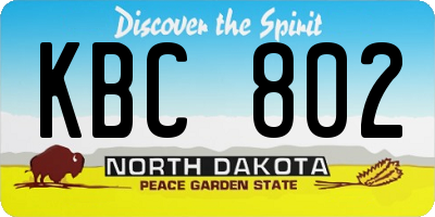 ND license plate KBC802