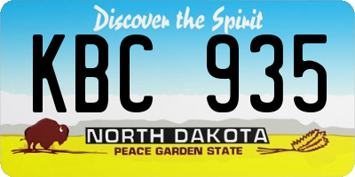 ND license plate KBC935