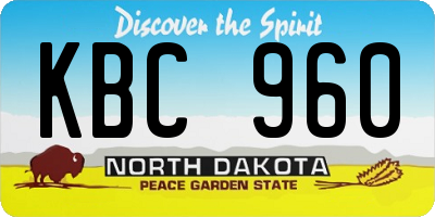 ND license plate KBC960