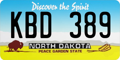 ND license plate KBD389