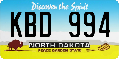 ND license plate KBD994