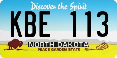 ND license plate KBE113
