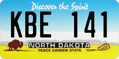 ND license plate KBE141