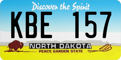 ND license plate KBE157