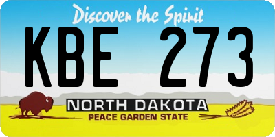 ND license plate KBE273