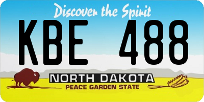 ND license plate KBE488