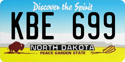 ND license plate KBE699