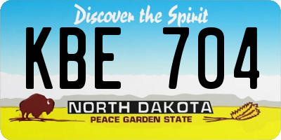 ND license plate KBE704