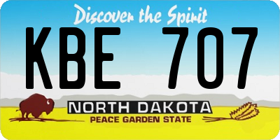 ND license plate KBE707