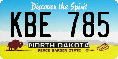 ND license plate KBE785