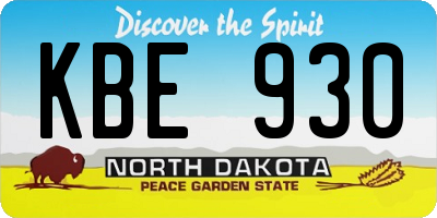 ND license plate KBE930