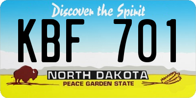 ND license plate KBF701