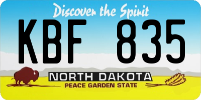 ND license plate KBF835