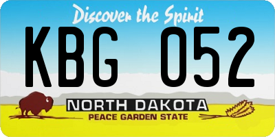ND license plate KBG052
