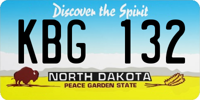 ND license plate KBG132