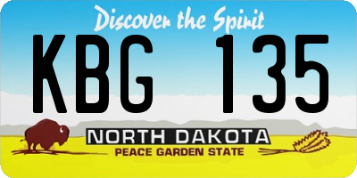 ND license plate KBG135