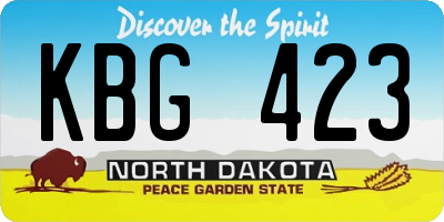 ND license plate KBG423