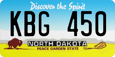 ND license plate KBG450