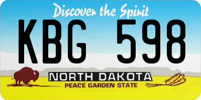 ND license plate KBG598