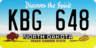 ND license plate KBG648