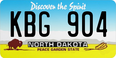 ND license plate KBG904