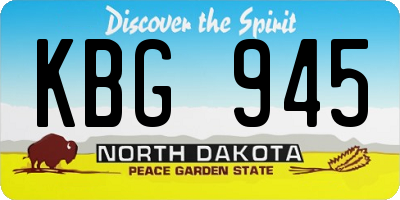 ND license plate KBG945
