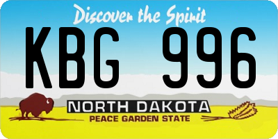 ND license plate KBG996