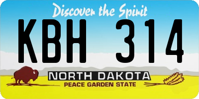 ND license plate KBH314