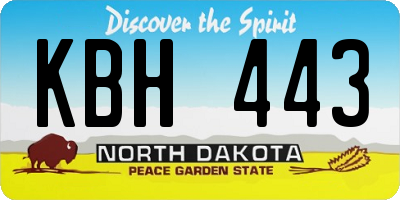 ND license plate KBH443