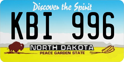 ND license plate KBI996
